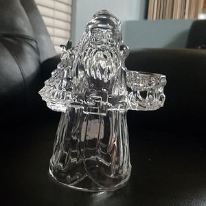 Lead Crystal Santa Claus Figure Candle Hold Heavy